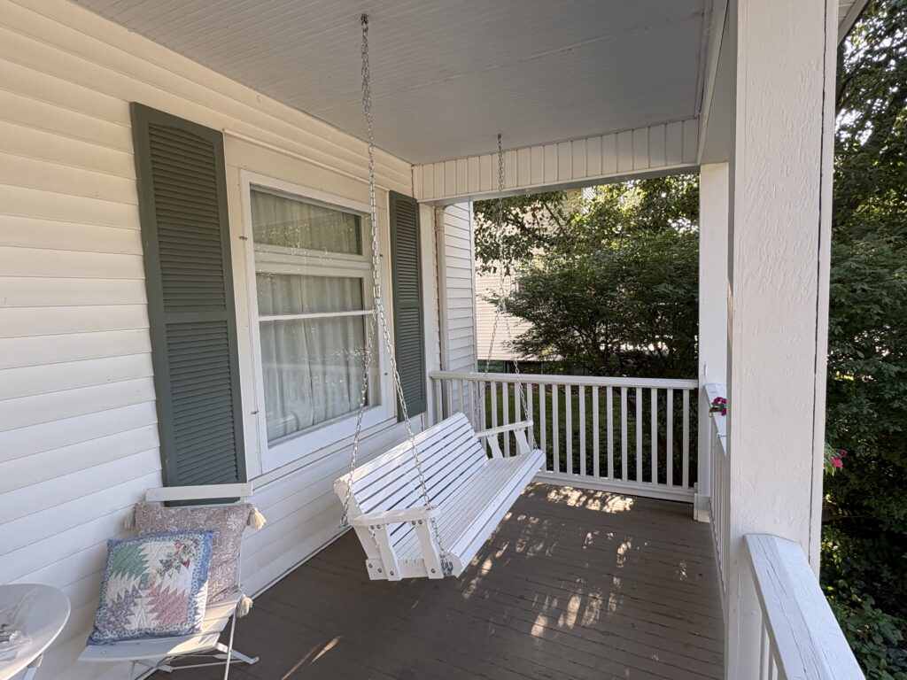 Porch Swing Installation in Bloomington — attic framing