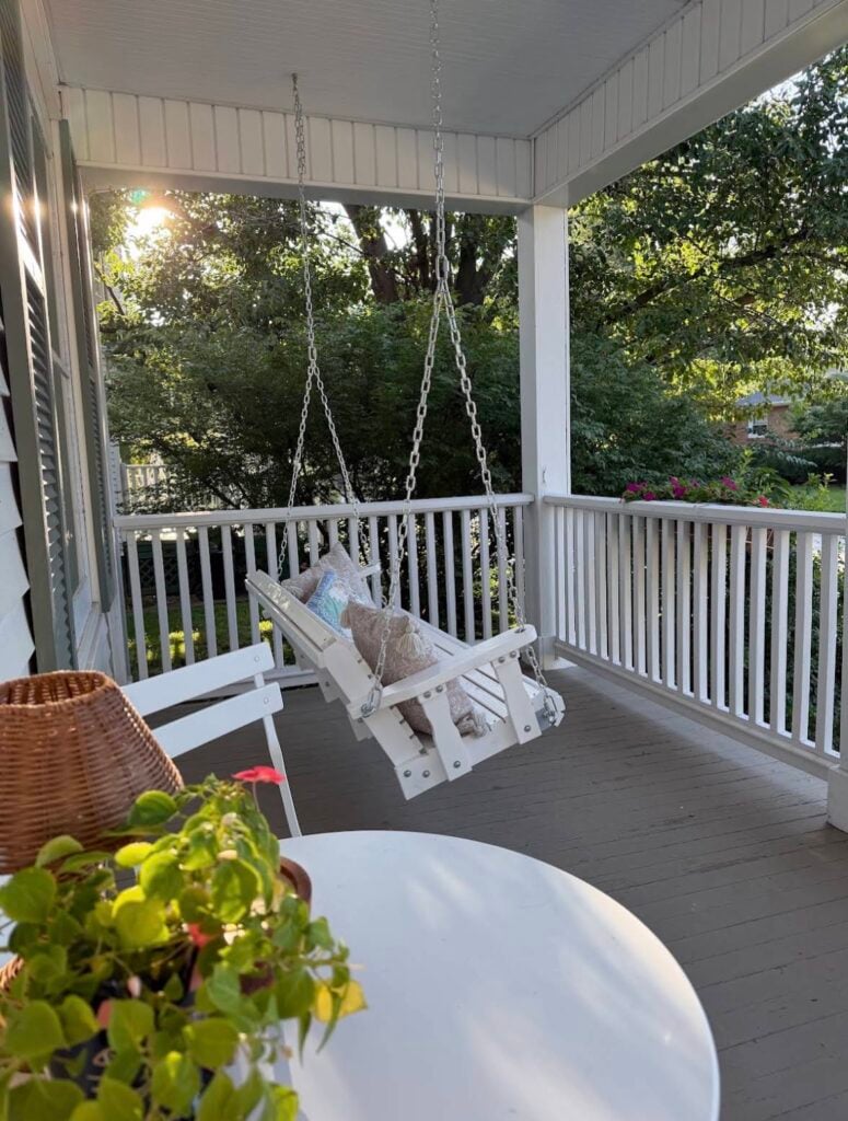 Porch Swing Installation in Bloomington — ceiling panel reinstallation
